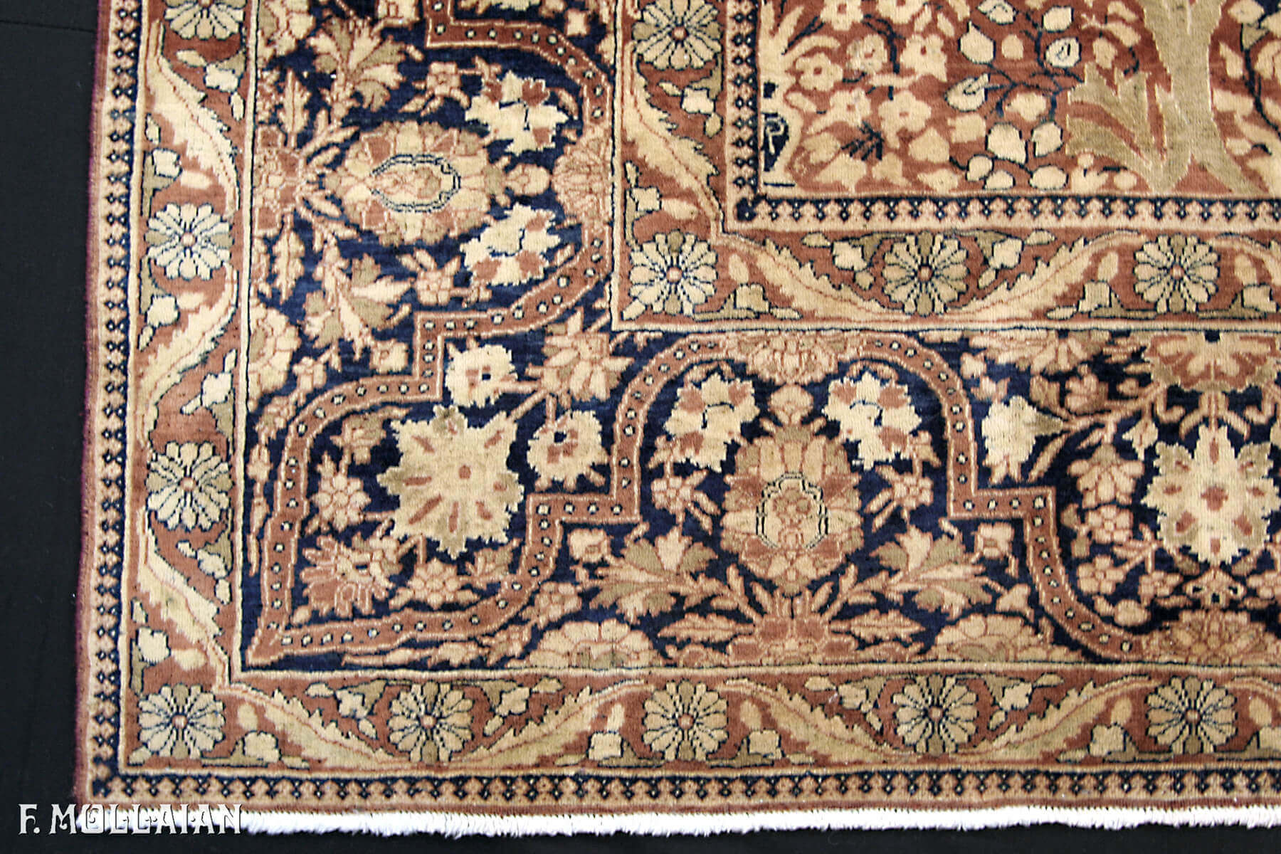 Tapis Persan Antique Kashan Mohtasham n°:55504770